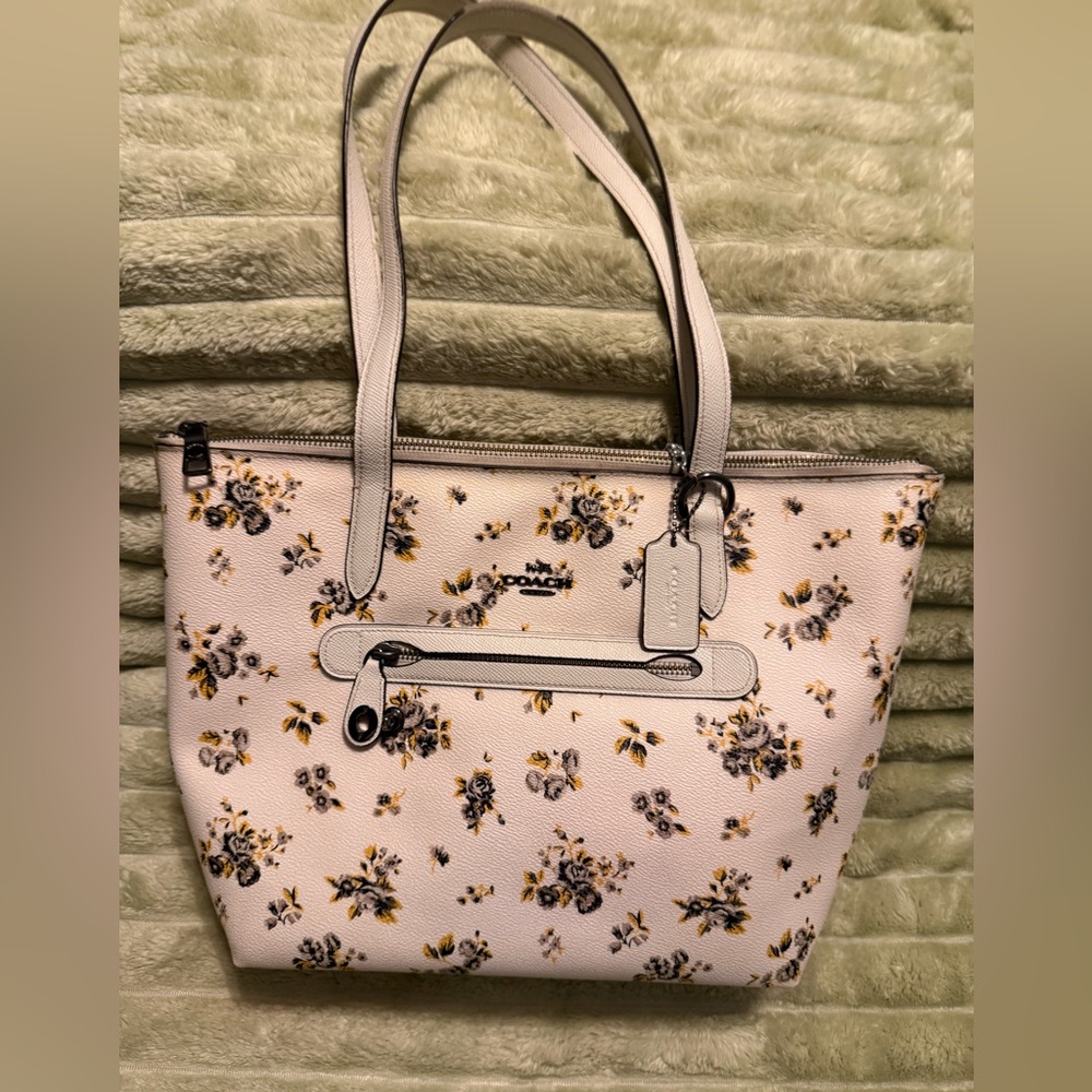 Coach Taylor Tote Yellow & Gray Floral Cream bag 💛🩶 - Picture 4 of 16